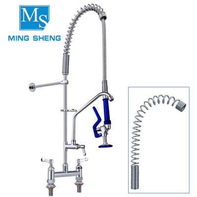 High pressure pre rinse kitchen mixer tap spout 2 hole faucet with sprayer