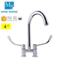 New Arrival 4 Inch Double Long Handle Kitchen Mixer Faucet Water Tap with Gooseneck Nozzle